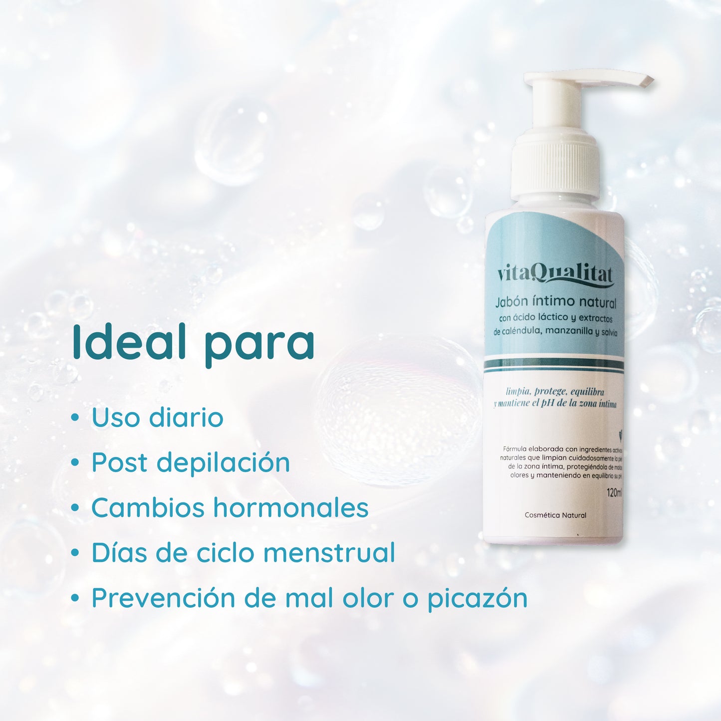 Jabón Íntimo Natural con Ácido Láctico 120 ml